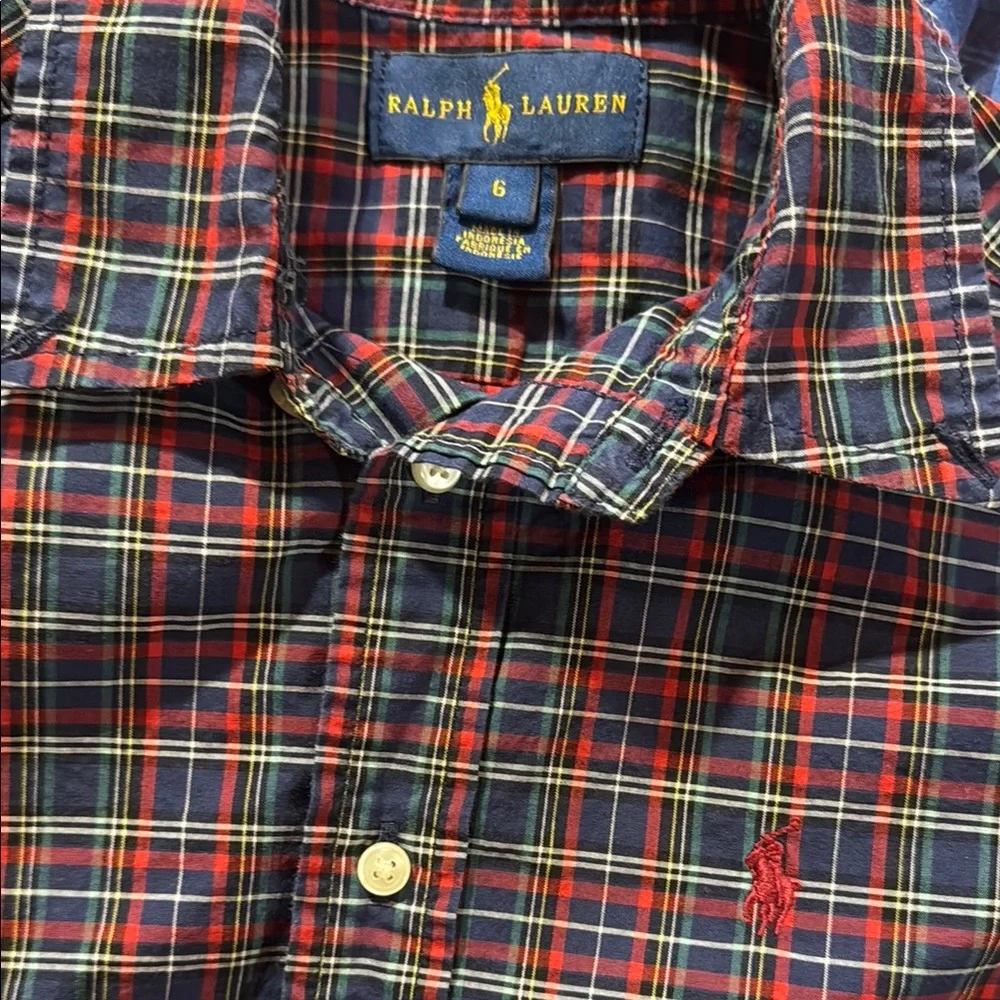Polo Ralph Lauren boys plaid long sleeve button down cotton size 6 so cute